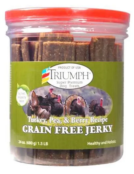6/24 oz. Triumph Grain Free Turkey/Pea & Berry Jerky (Canister) - Health/First Aid